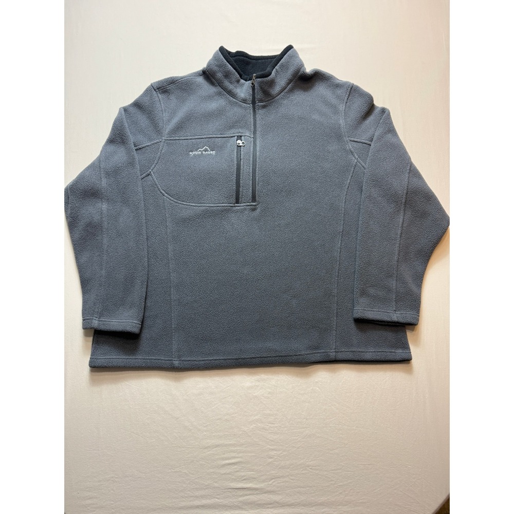 Mens Eddie Bauer Fleece Pullover Gray‎ 1/4 Zip Jacket Size L